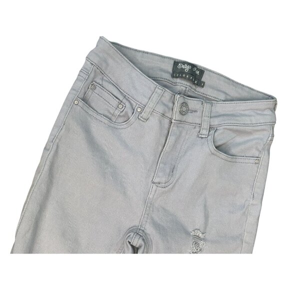 Indigo Rein Mid-Rise Ripped Skinny Jeans in Gray Wash Size 1 - Picture 3 of 5